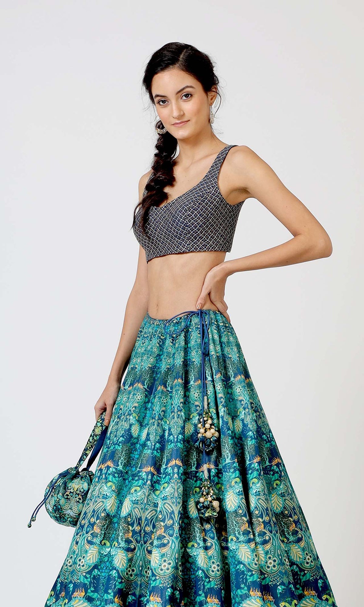 Emerald Gold Paisley Lehenga Set
