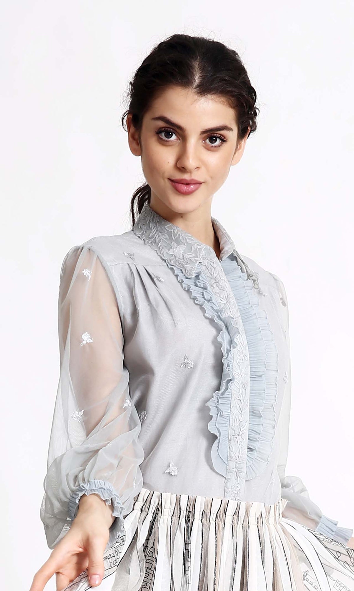 Blue Embroidered Top