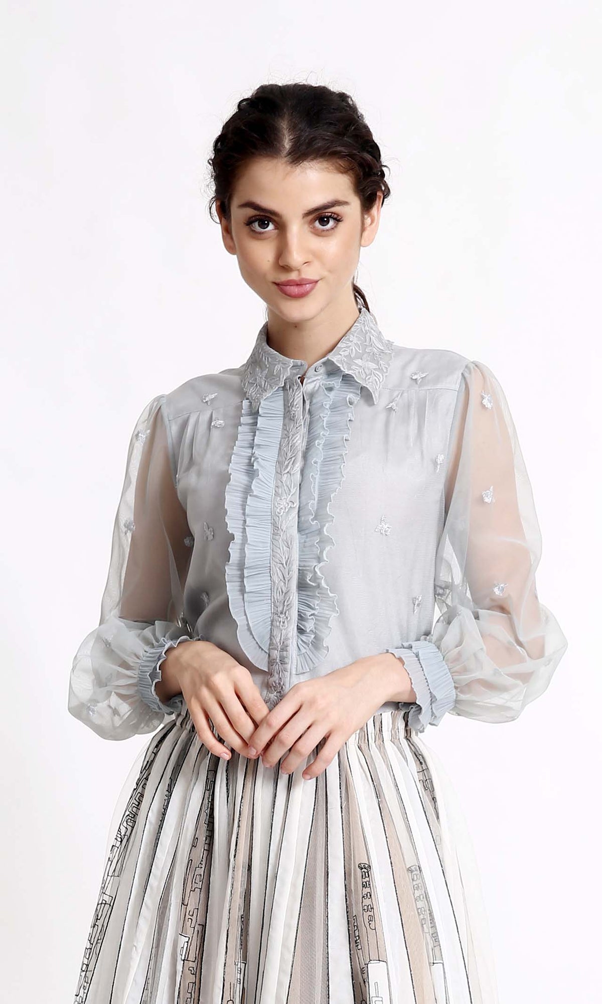 Blue Embroidered Top