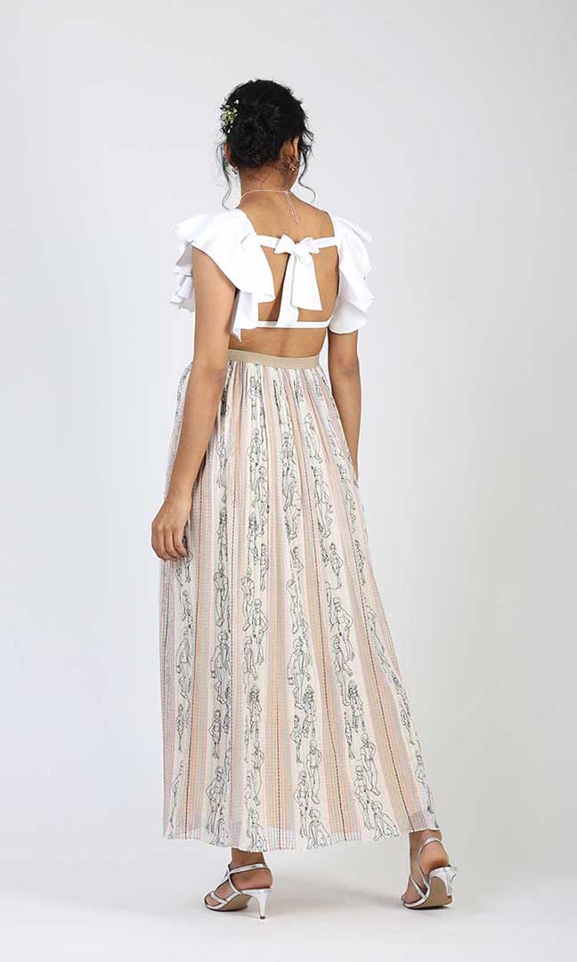 Doodle Embroidered Long Skirt