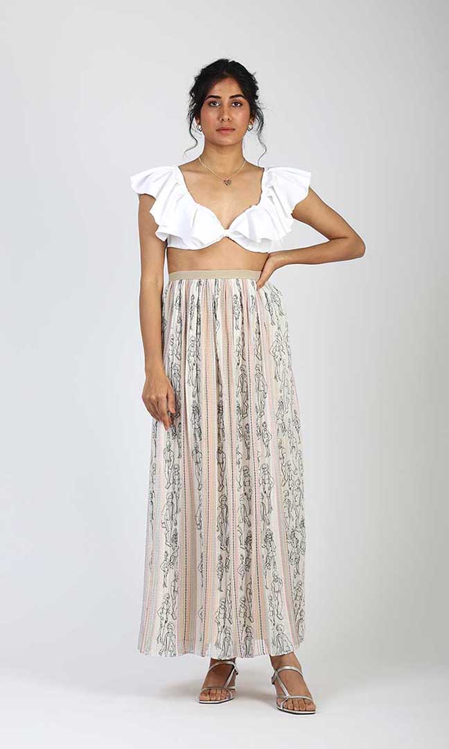 Doodle Embroidered Long Skirt