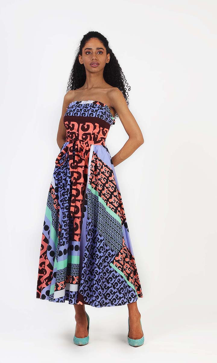 Colourblock Off Shoulder Dress