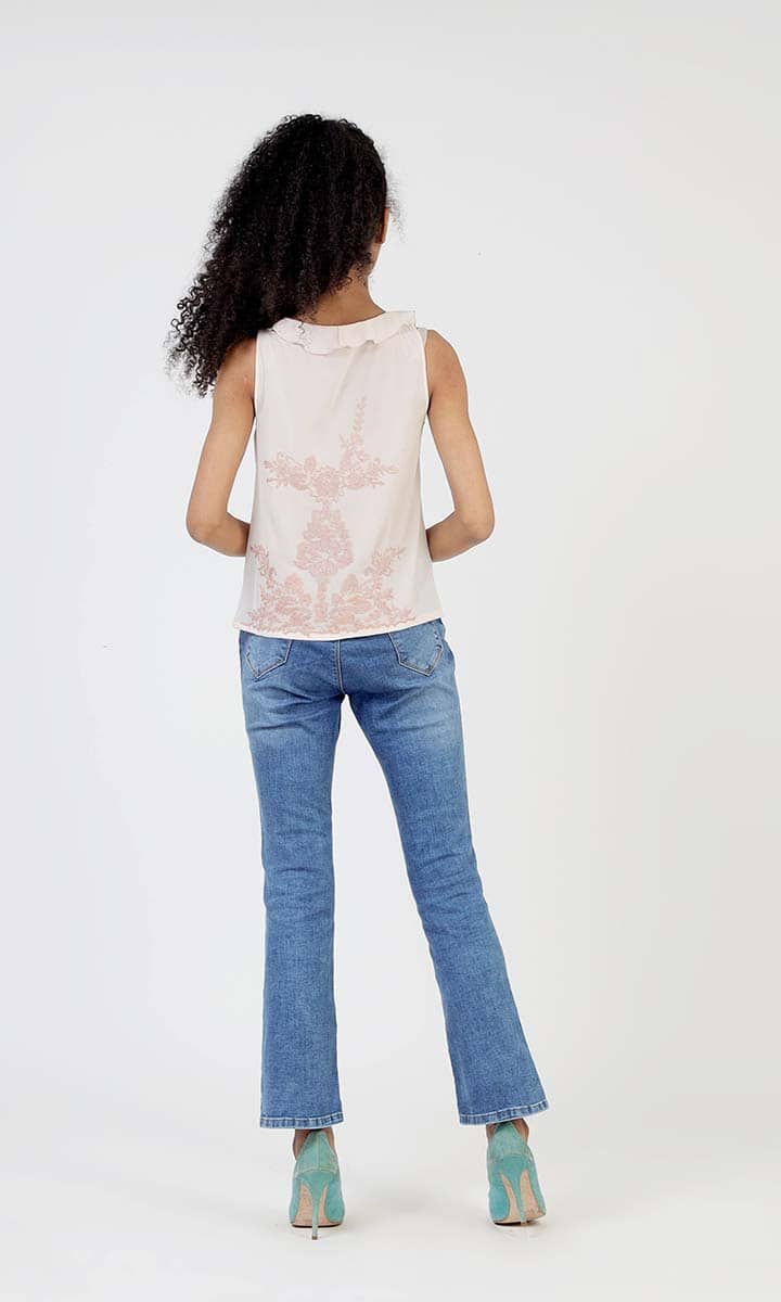 Delicate Embroidered Ruffle Top