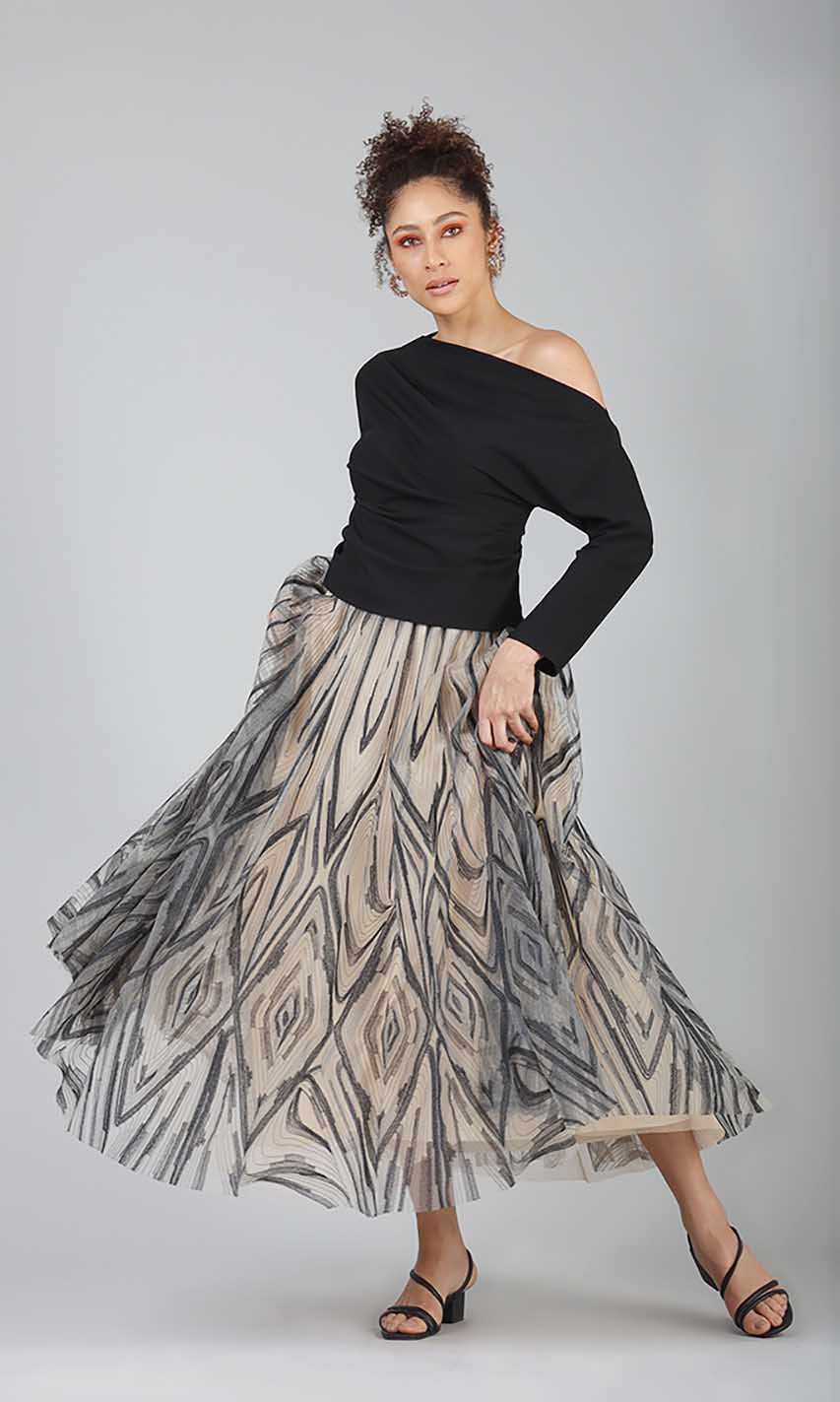 Illusion Embroidered Skirt