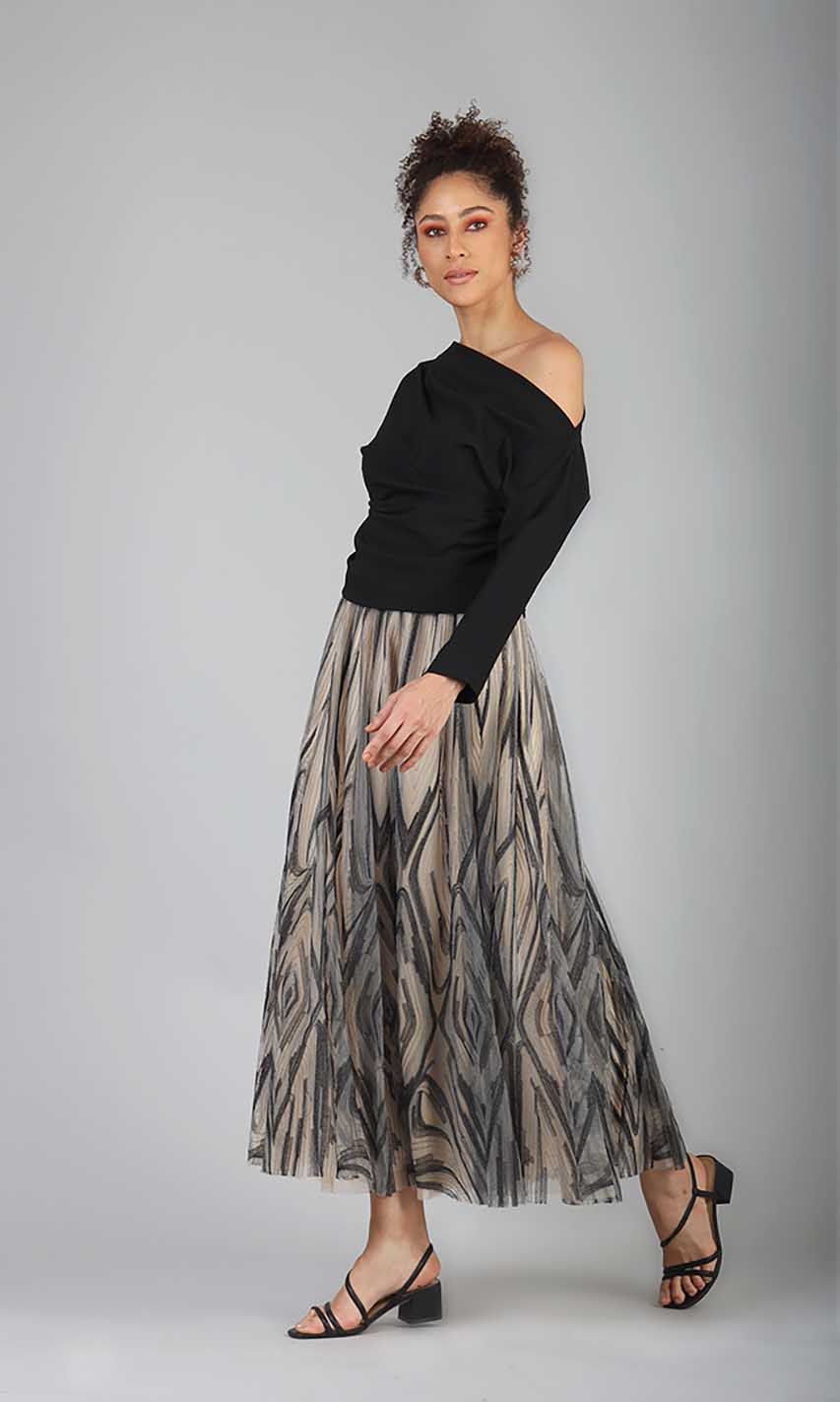 Illusion Embroidered Skirt