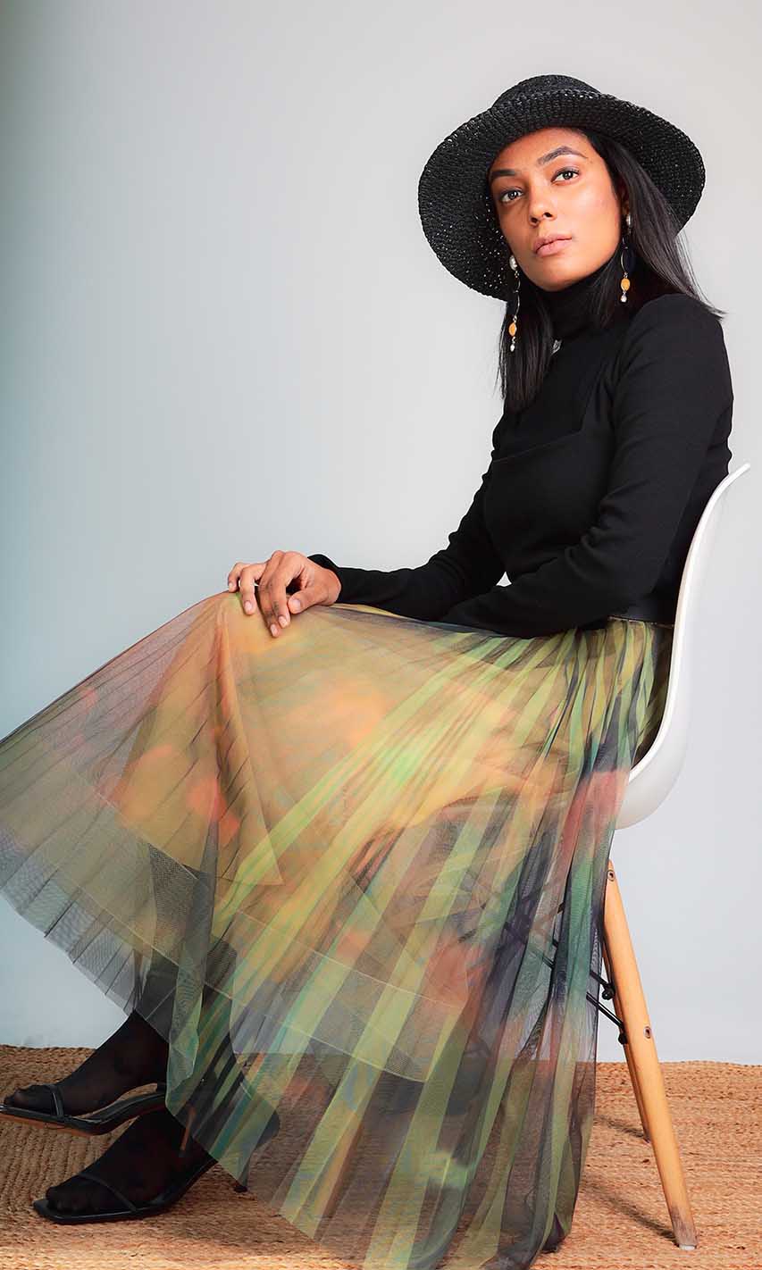 Olive Pleated Skirt