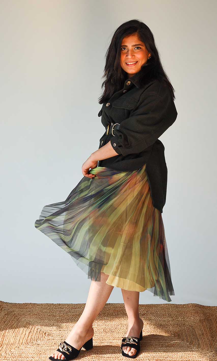 Olive Pleated Skirt