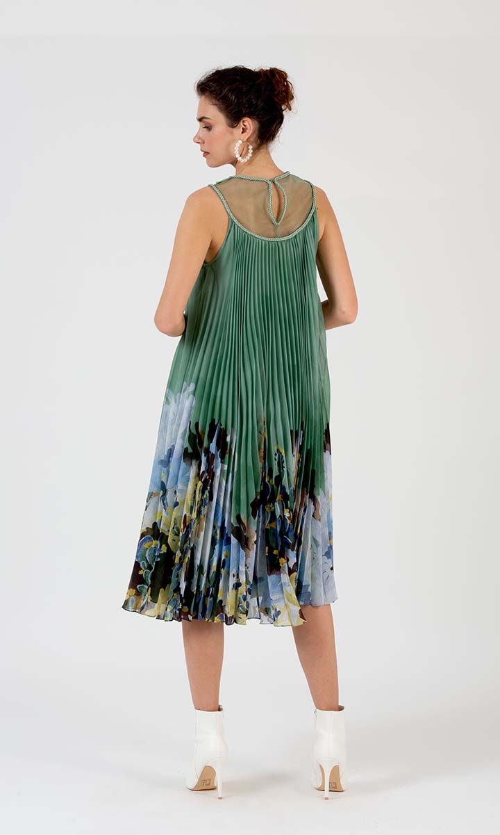 Pleated Botanical Midi