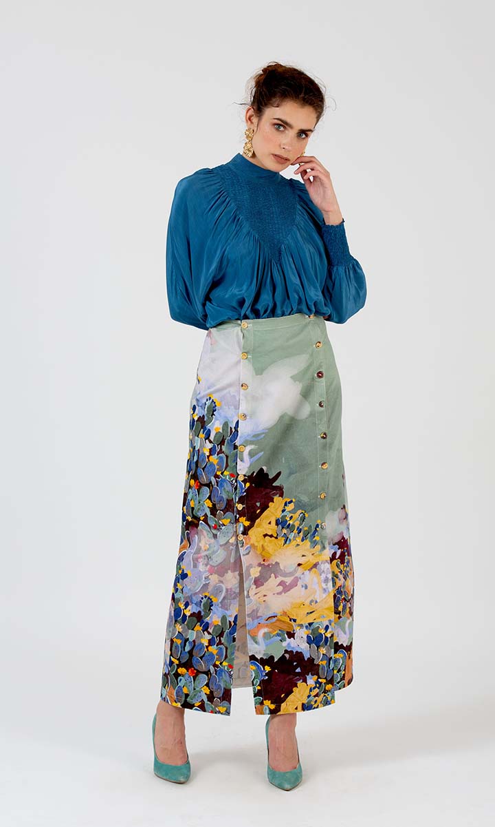 Button Down Slit Skirt