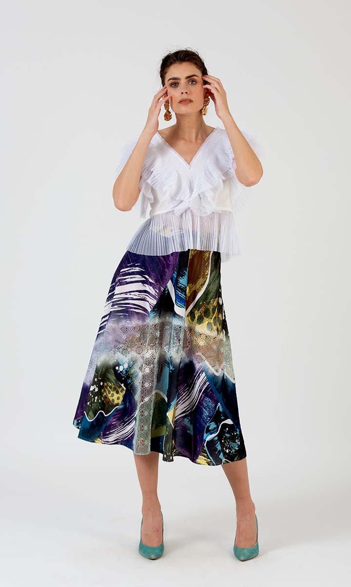Multi Printed Lace Skirt