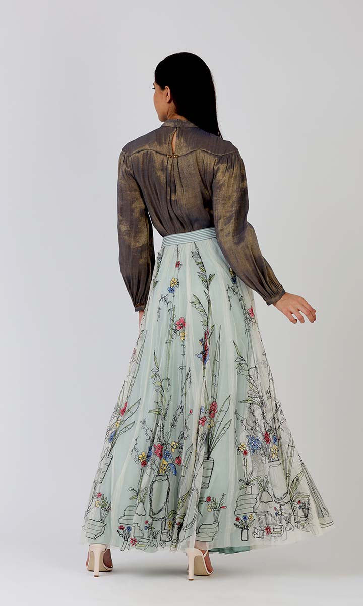 Sketchy Florals Long Skirt