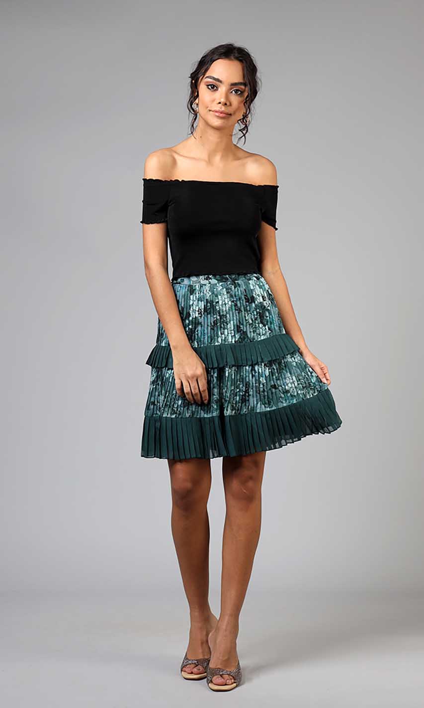Olive Pleated Skirt