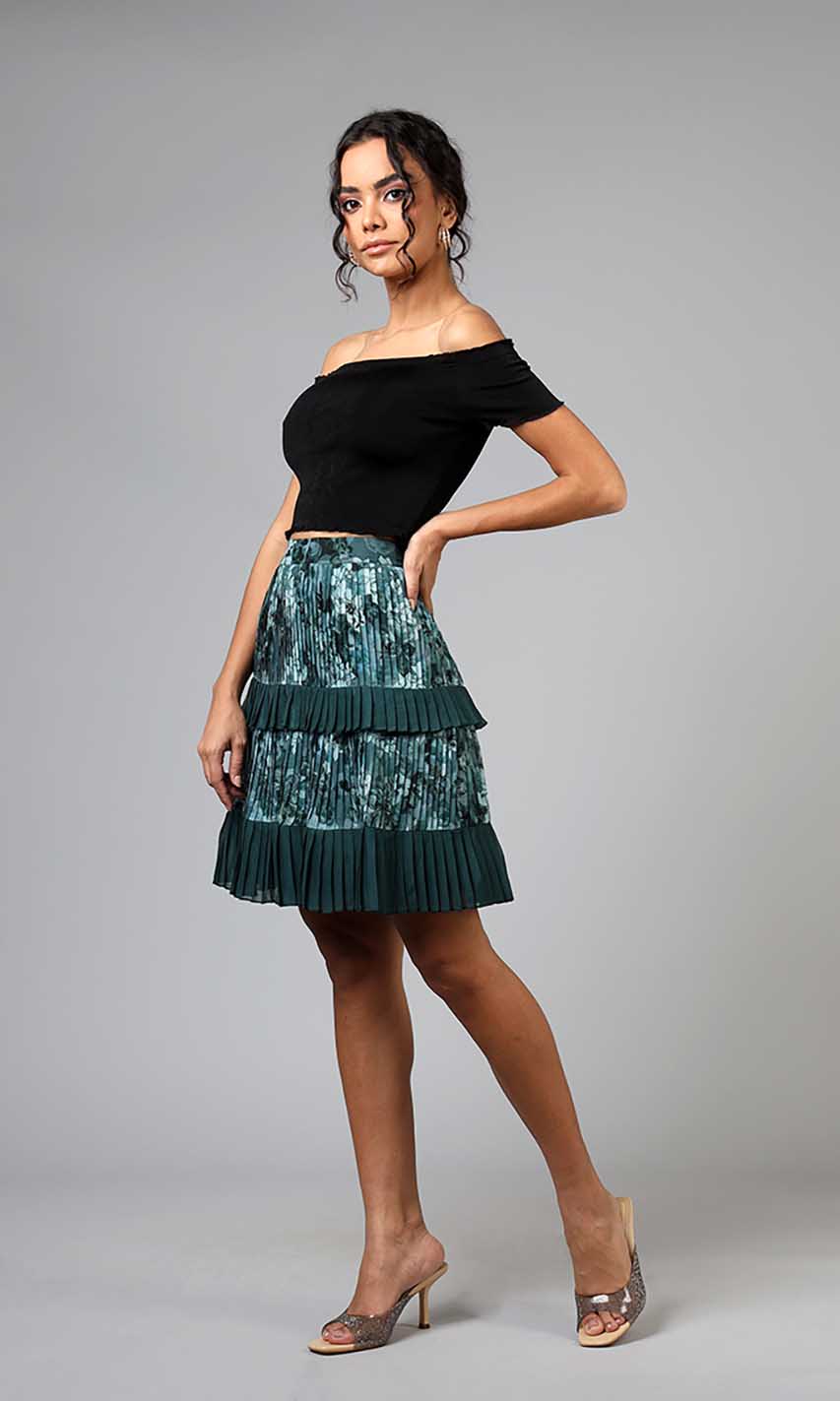 Olive Pleated Skirt