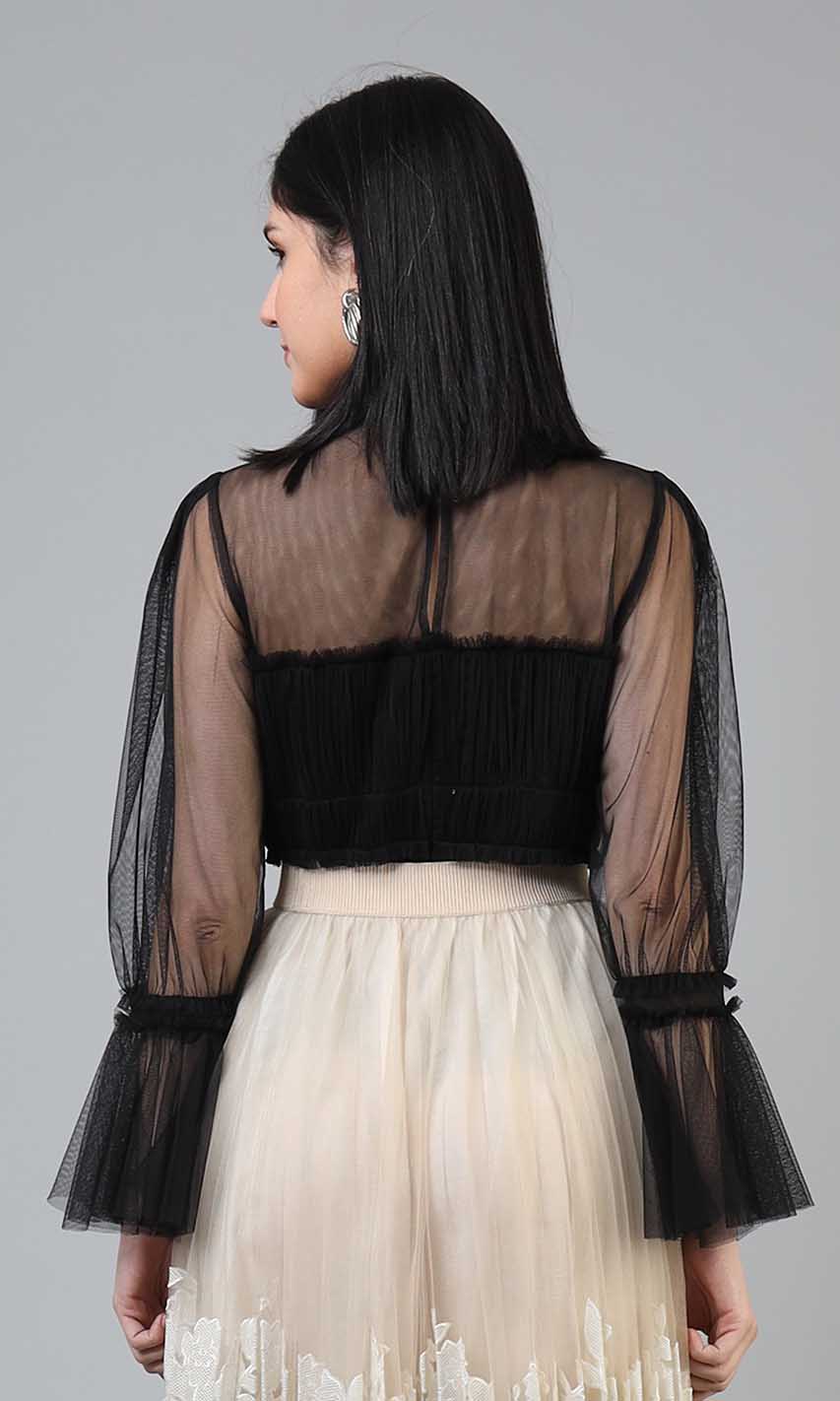 Cherie Black Tulle Top
