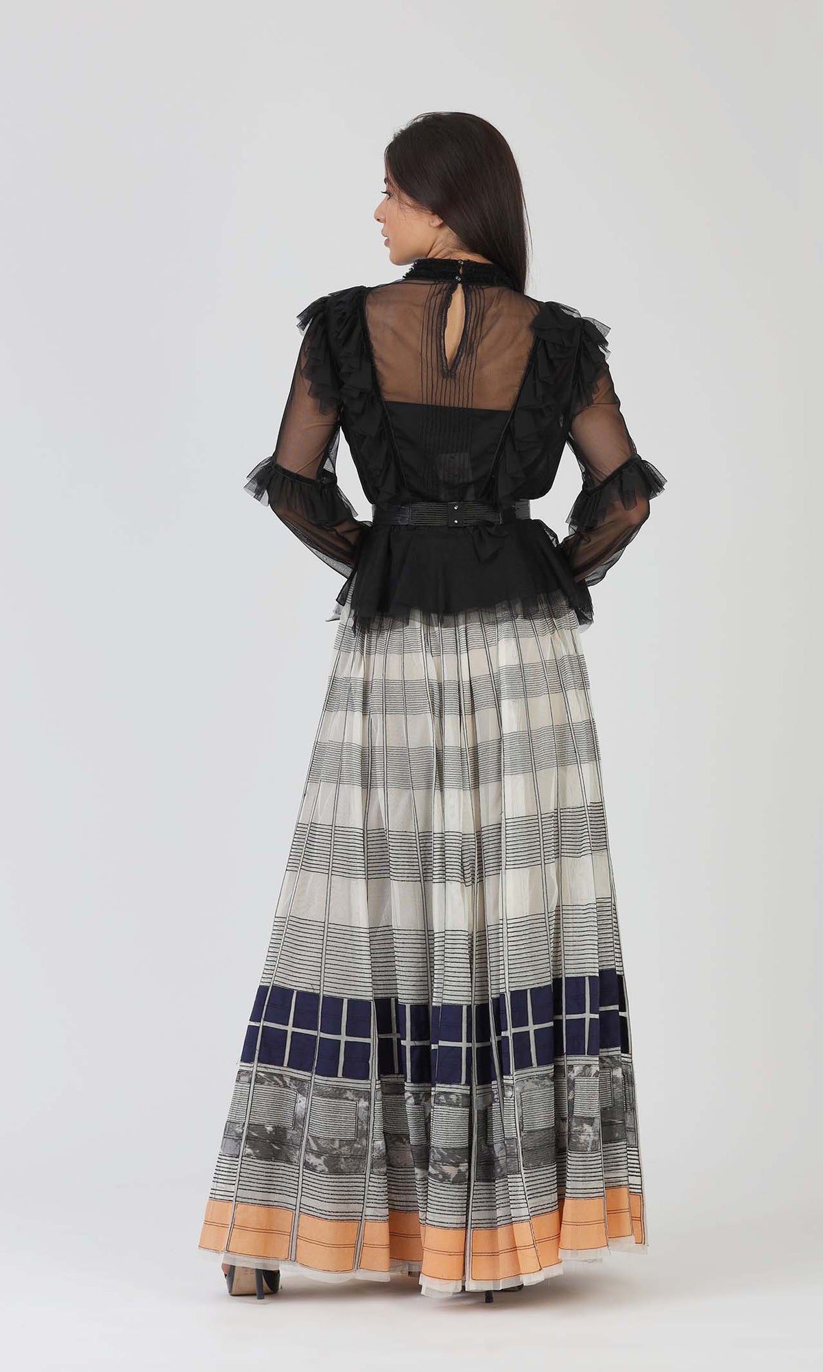 Embroidered Stripes Skirt