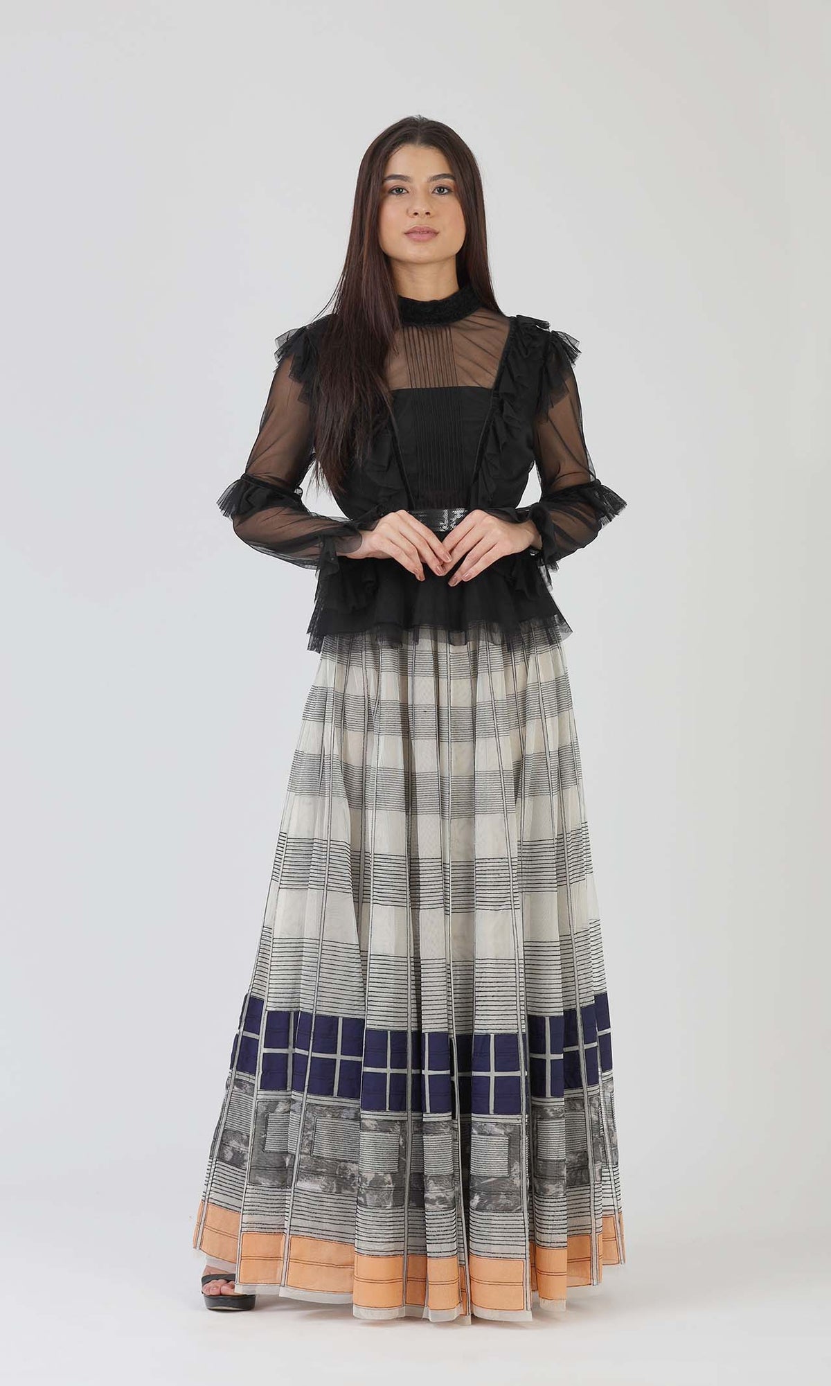 Embroidered Stripes Skirt