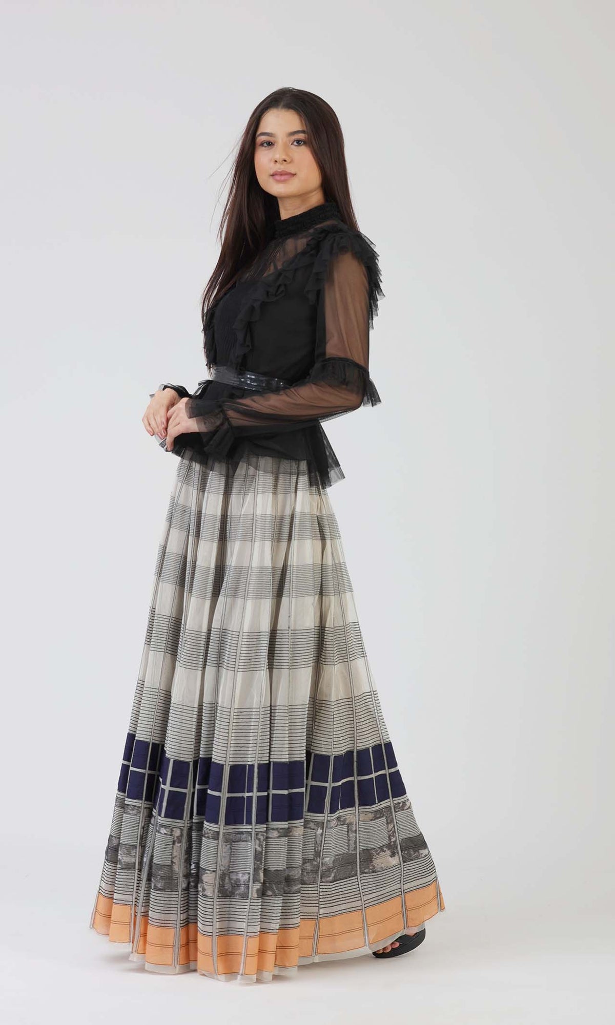 Embroidered Stripes Skirt