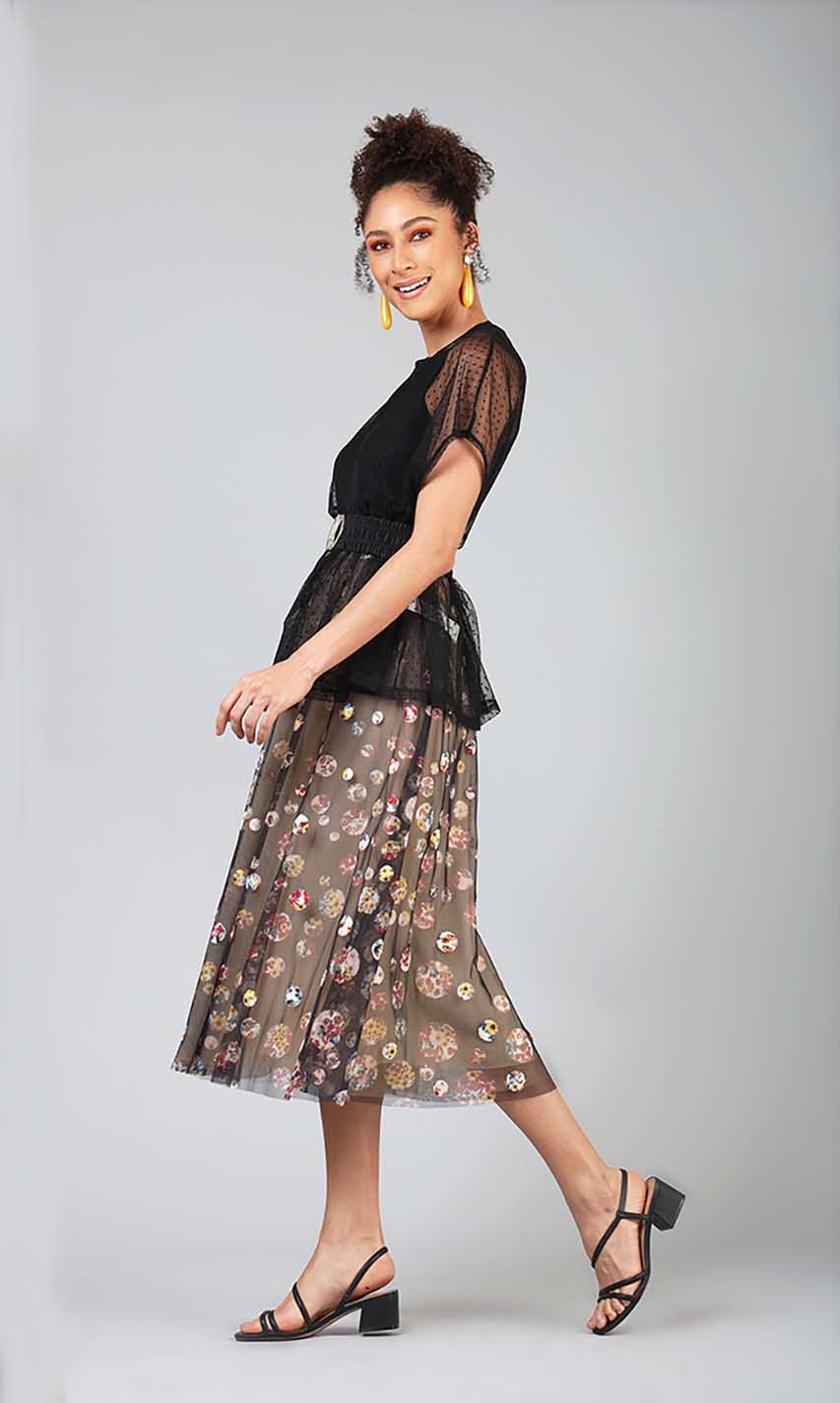 Printed Polka Skirt