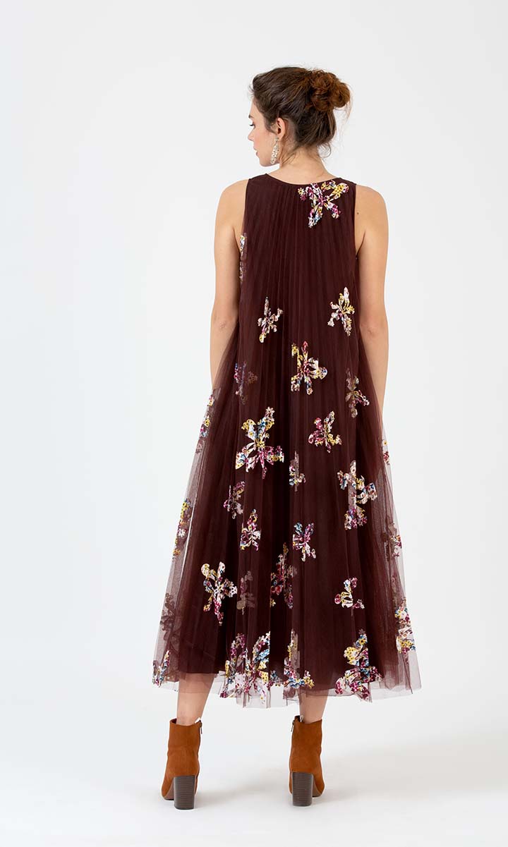 Pleated Applique Midi