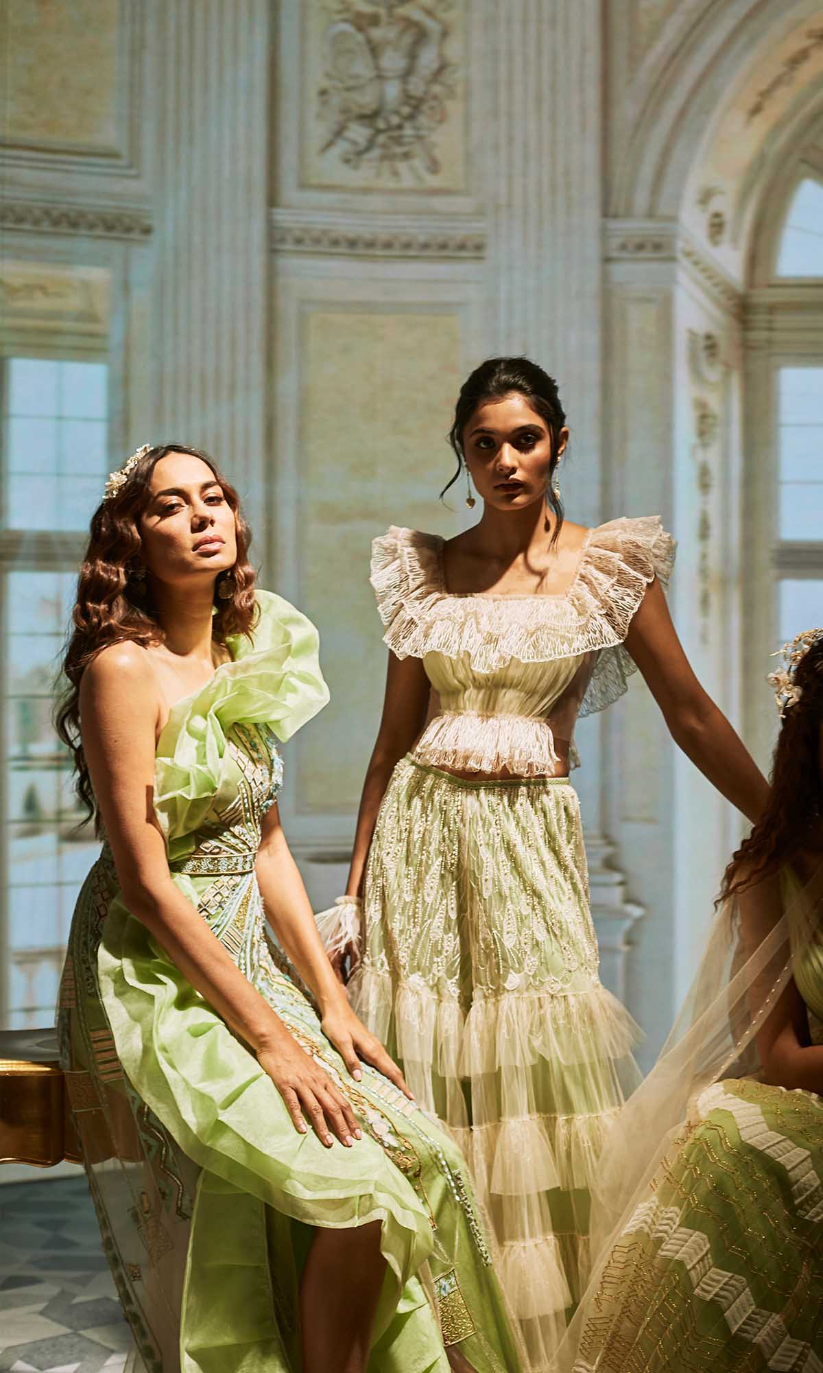 Embroidery and ruffles