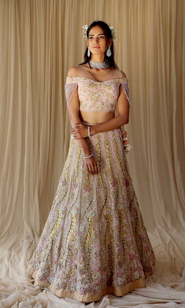 Emilia Peach Lehenga Set