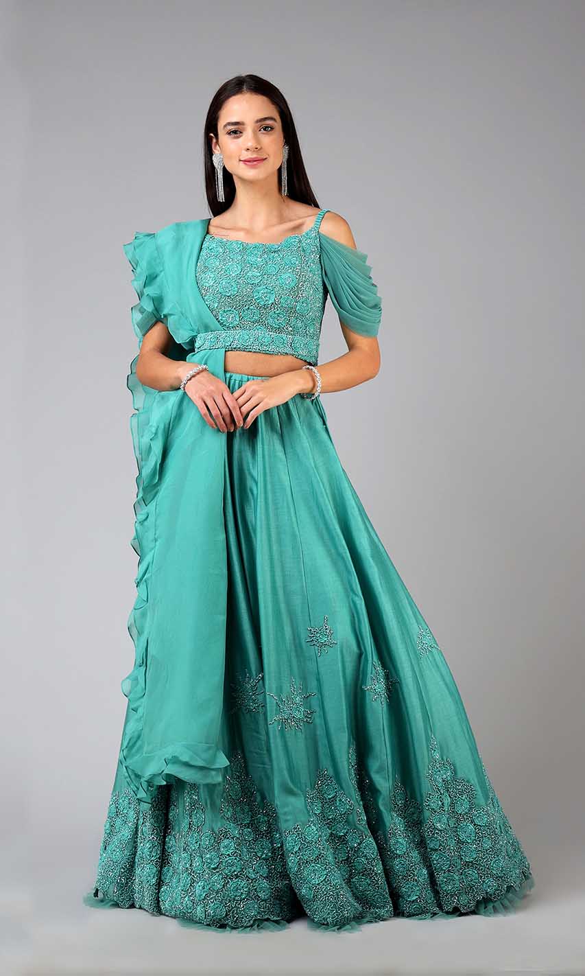 Marisa Teal Lehenga Set