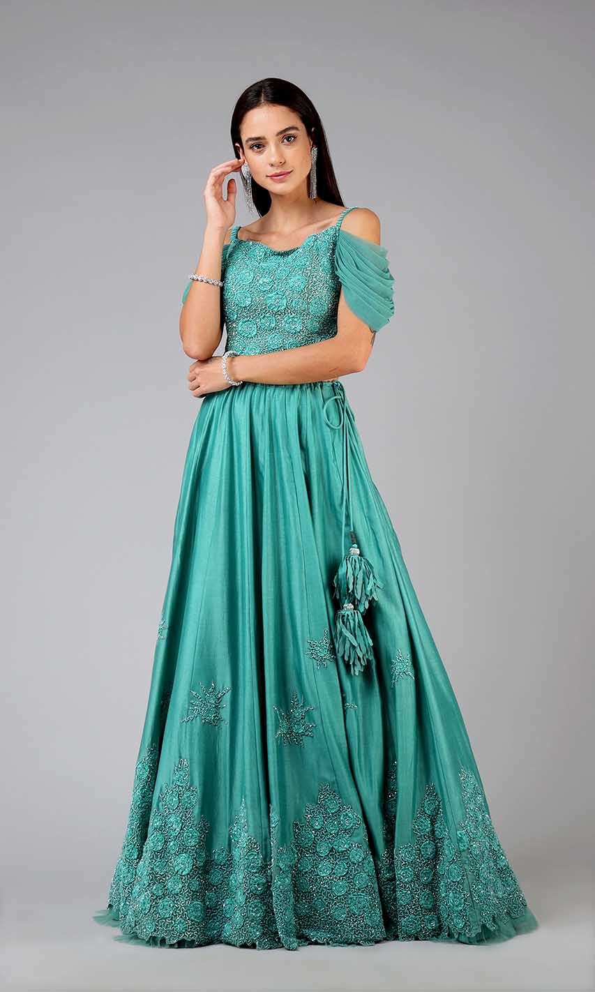 Marisa Teal Lehenga Set