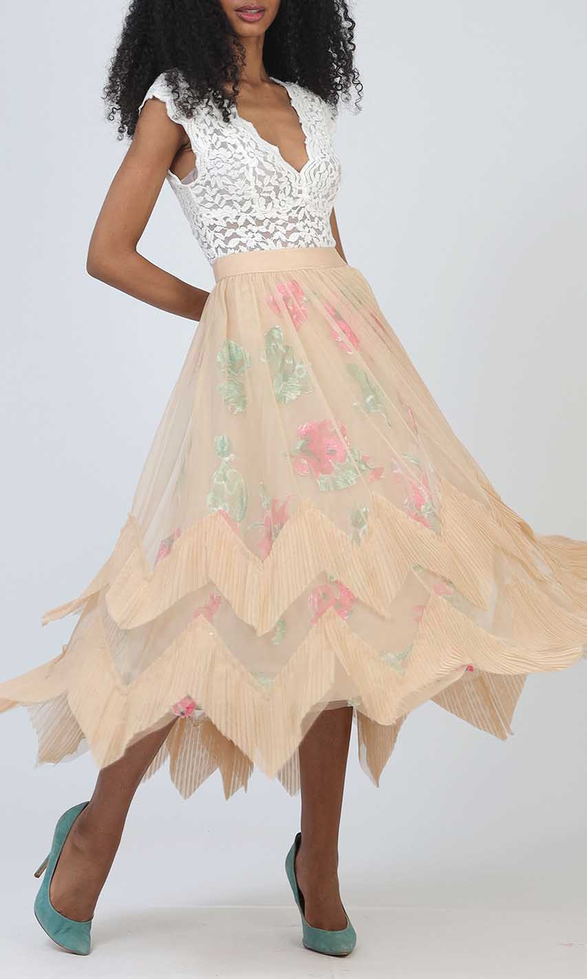 Vintage Florals Asymmetric Skirt