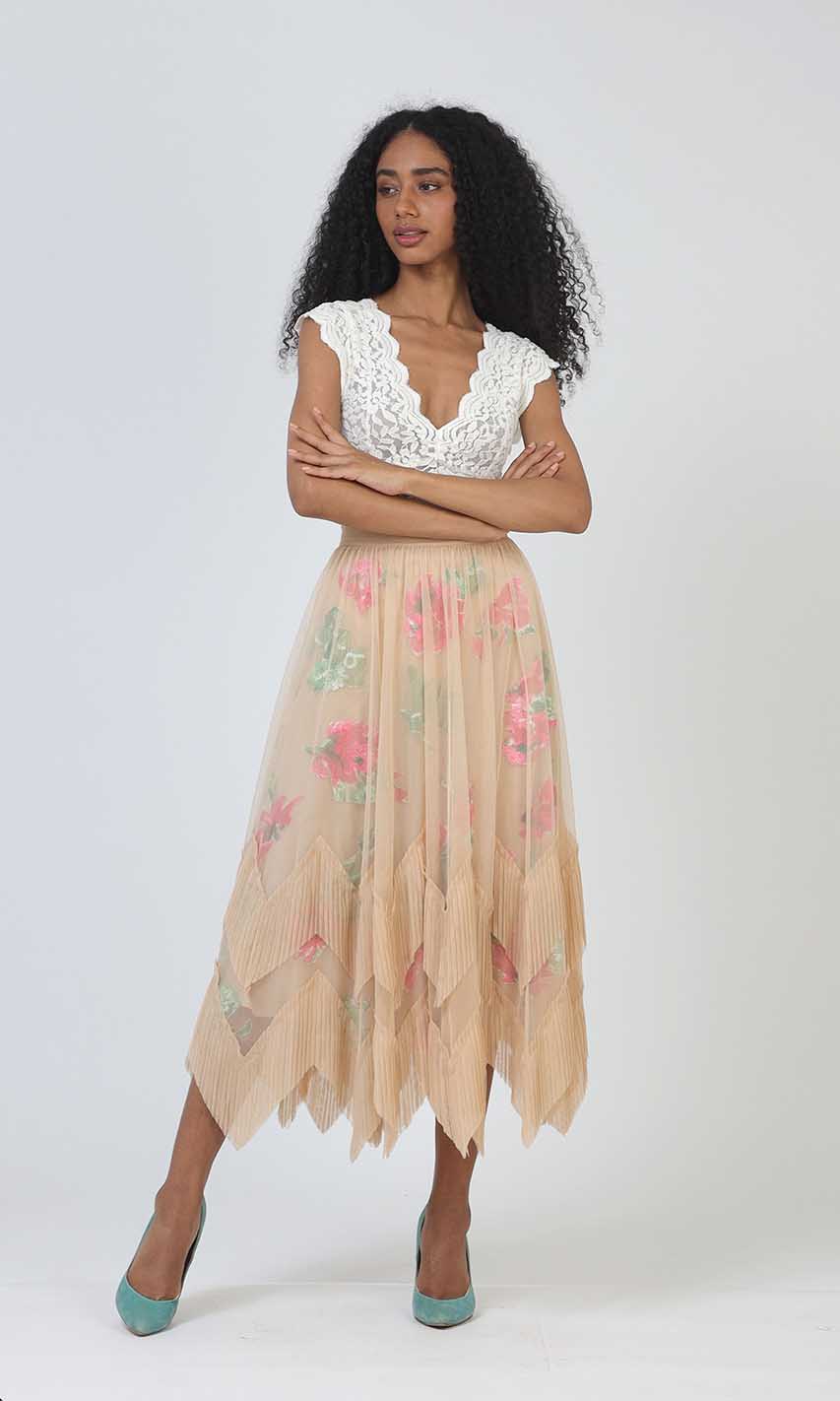 Vintage Florals Asymmetric Skirt