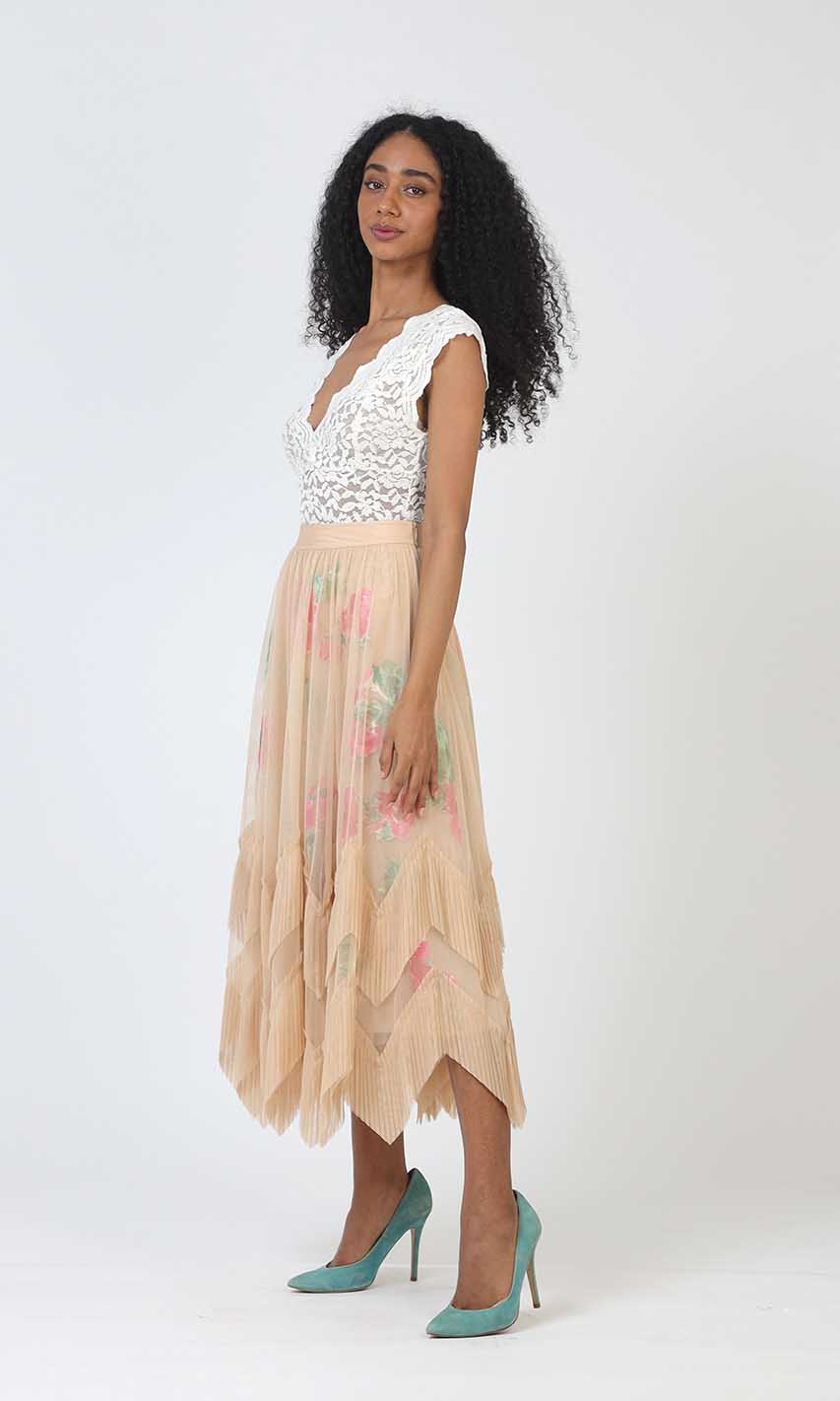 Vintage Florals Asymmetric Skirt
