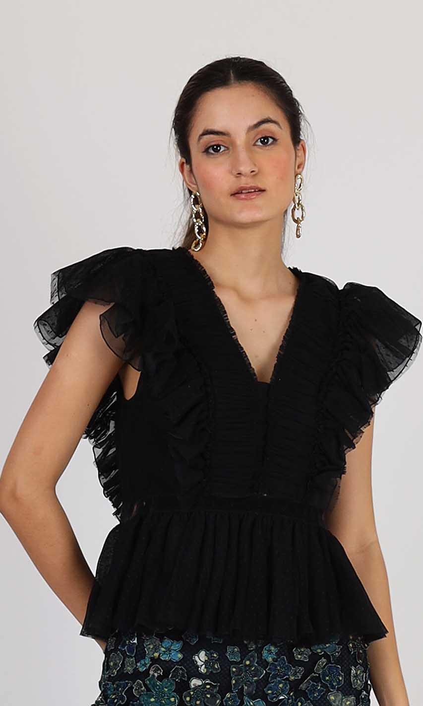 Black Rose Tulle Top