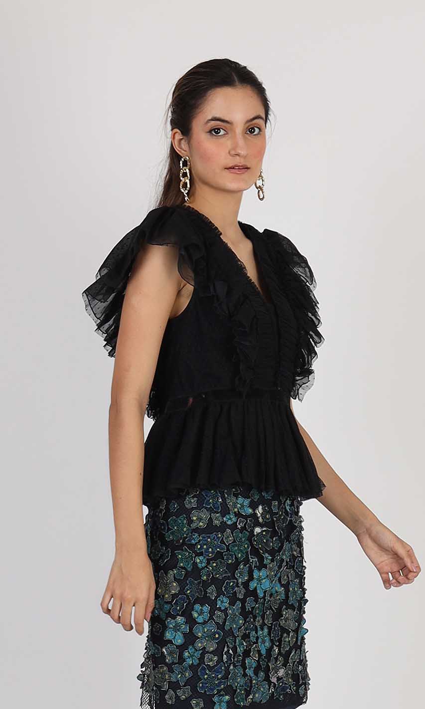 Black Rose Tulle Top