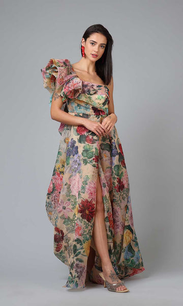 geisha designs maxi dress Geisha Designs Pleated Cape V-Neck Maxi Dress