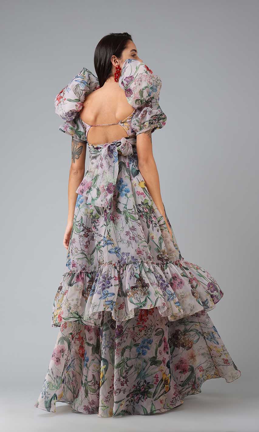 Josephine Grey Floral Gown