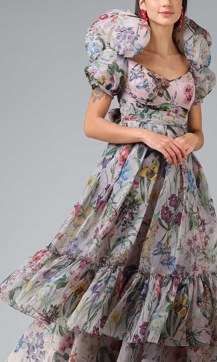 Josephine Grey Floral Gown