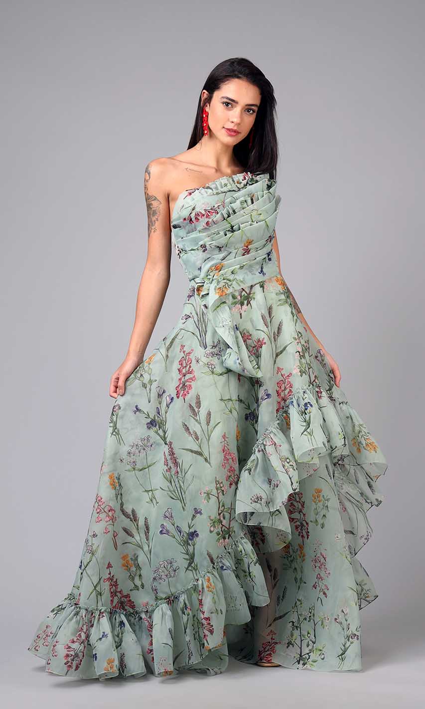 Florence Off-Shoulder Pleated Gown