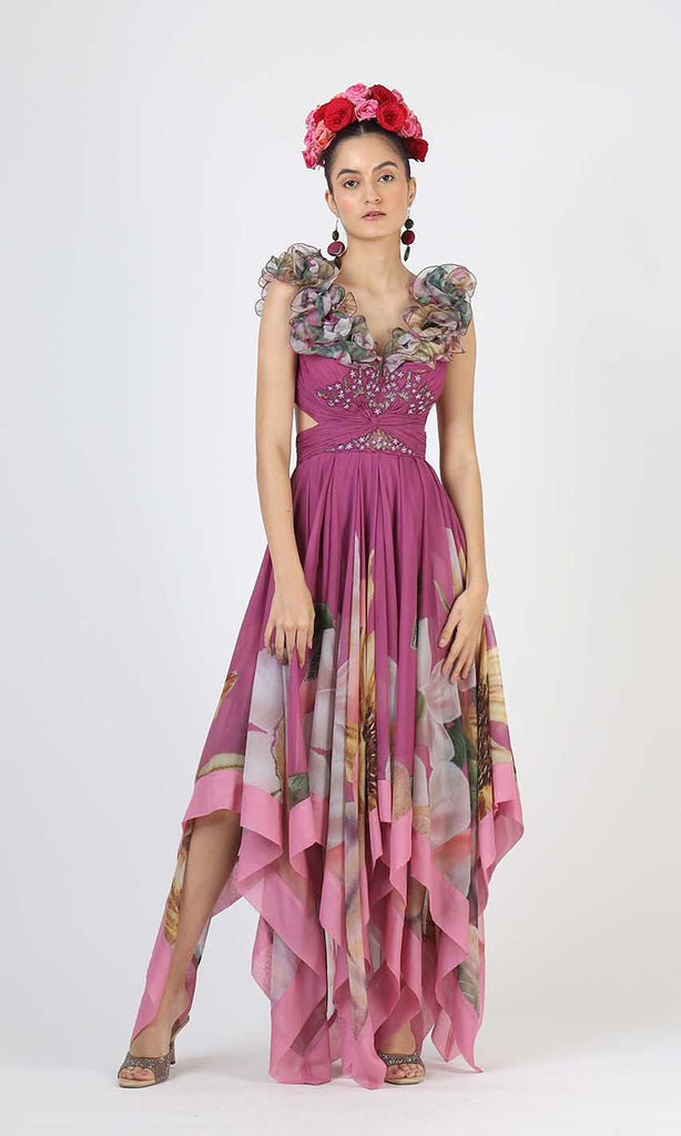 geisha designs asymmetrical maxi dress geisha designs 3d floral asymmetrical mini dress Geisha Mini Dress