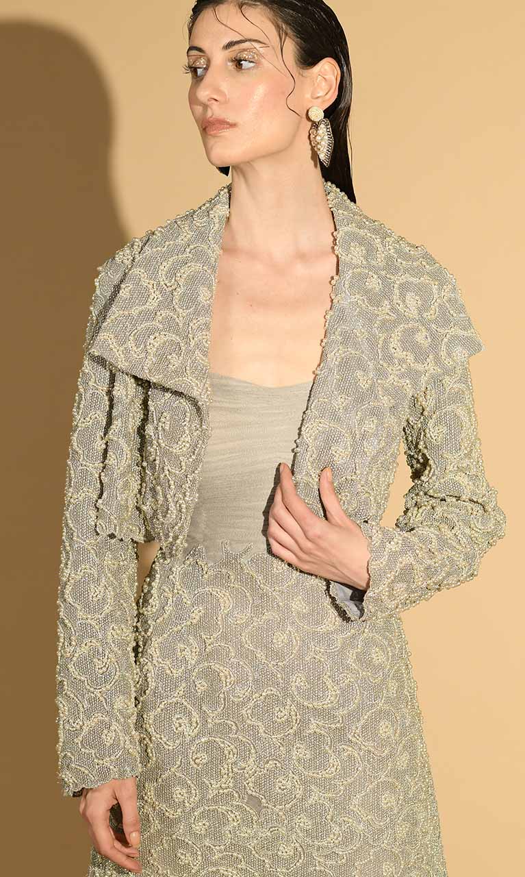 Pearls and scrollwork