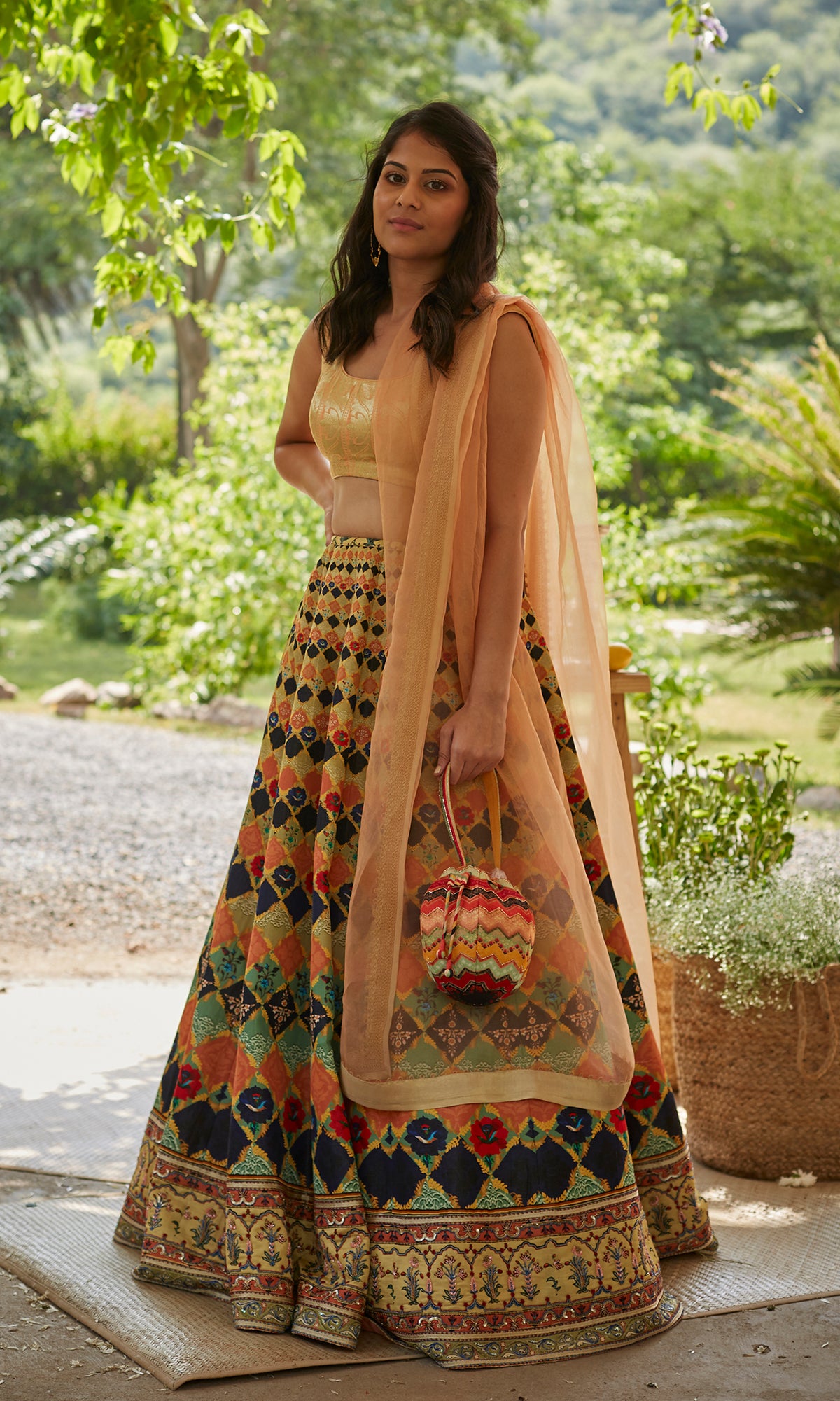 Ethereal Checkered Brocade Lehenga Set