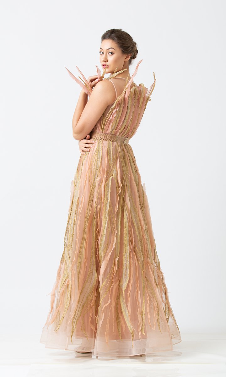 Feather Embellished Gown